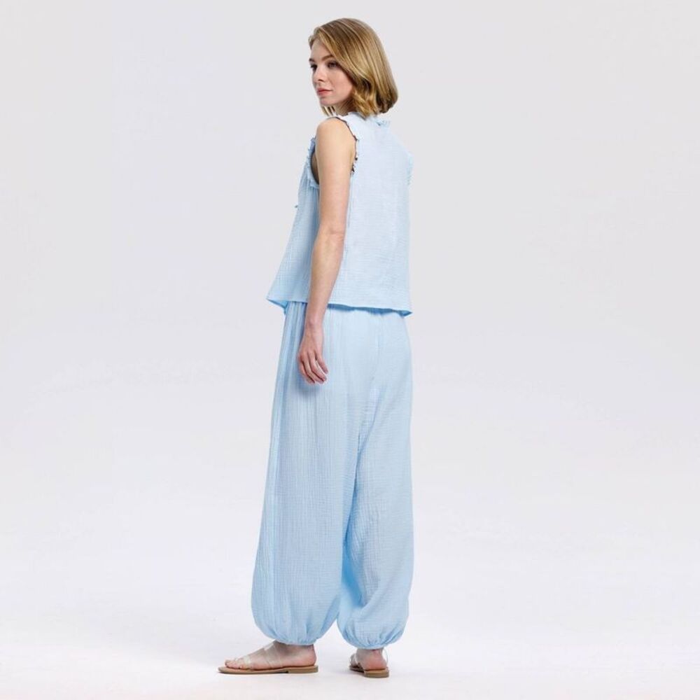 A New Day - Women's High-Rise Crinkle Gauze Wide Leg Balloon P Light Blue - Picture 4 of 4